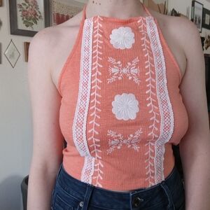 Forever 21 Orange Halter Top Size Small